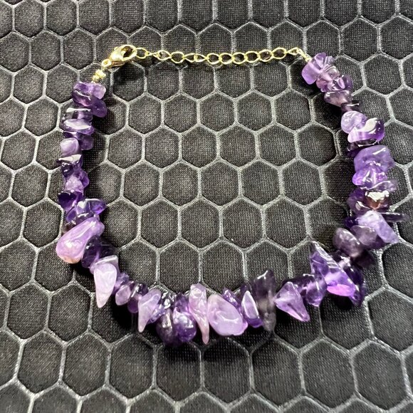 Amethyst Purple Bracelet 18K Yellow Gold Plated - Picture 1 of 1